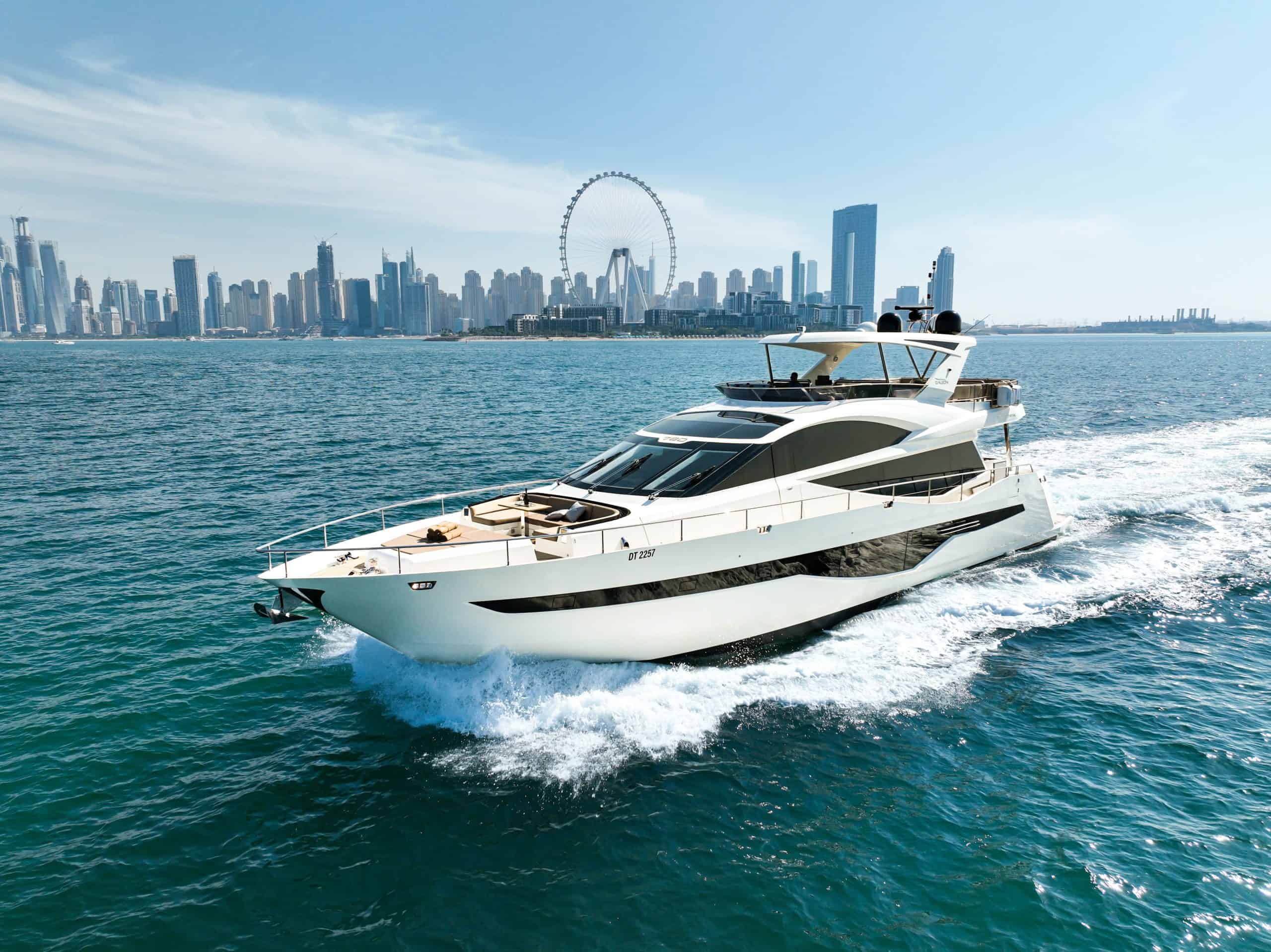 Luxury yacht cruising on calm waters